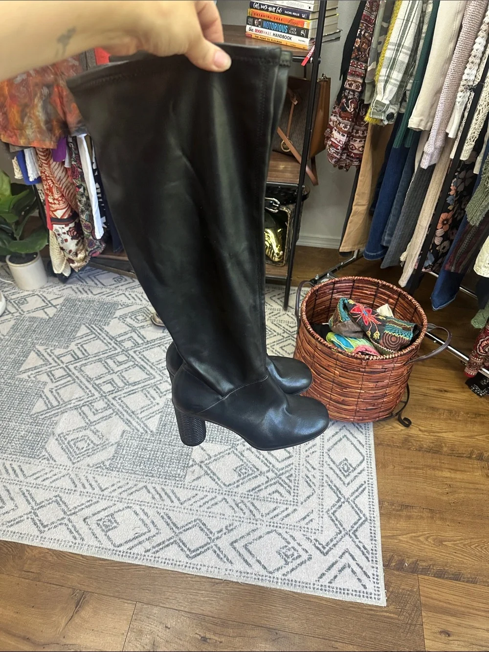 Franco Sarto Black Over-the-Knee Block Heel Boots